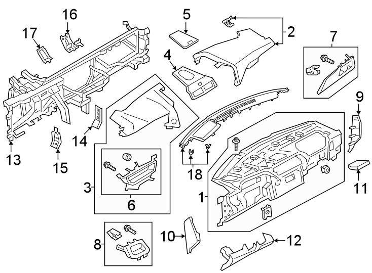 Diagram INSTRUMENT PANEL. for your 2001 Ford Mustang   