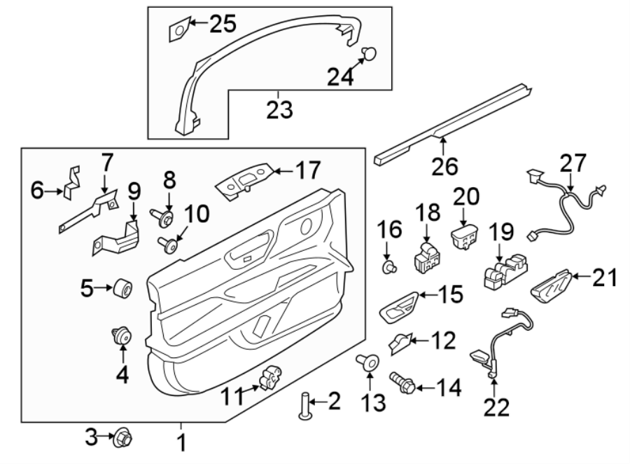 Diagram FRONT DOOR. INTERIOR TRIM. for your 2016 Ford F-150 2.7L EcoBoost V6 A/T 4WD XL Standard Cab Pickup Fleetside 