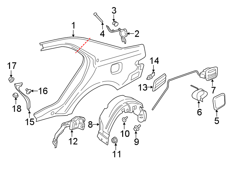 QUARTER PANEL & COMPONENTS. Diagram