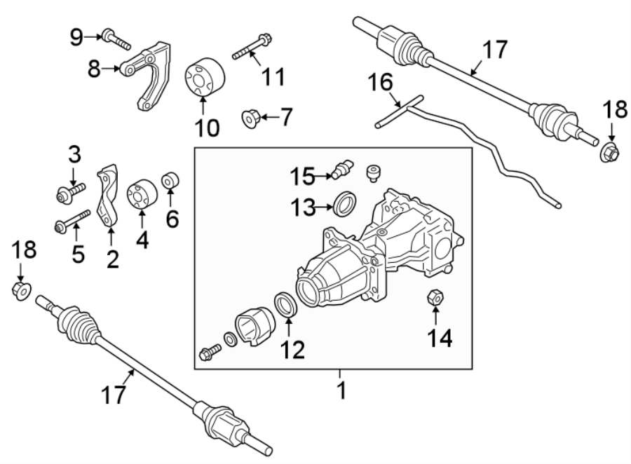 Diagram REAR SUSPENSION. AXLE COMPONENTS. for your 2016 Ford F-150 2.7L EcoBoost V6 A/T 4WD XLT Crew Cab Pickup Fleetside 