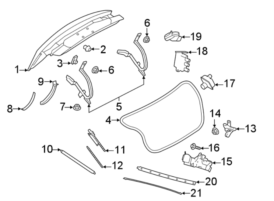 Diagram TRUNK LID. LID & COMPONENTS. for your 2011 Lincoln MKZ   