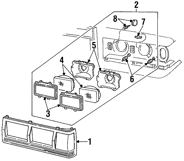 Diagram FRONT LAMPS. HEADLAMP COMPONENTS. for your Ford F-150  