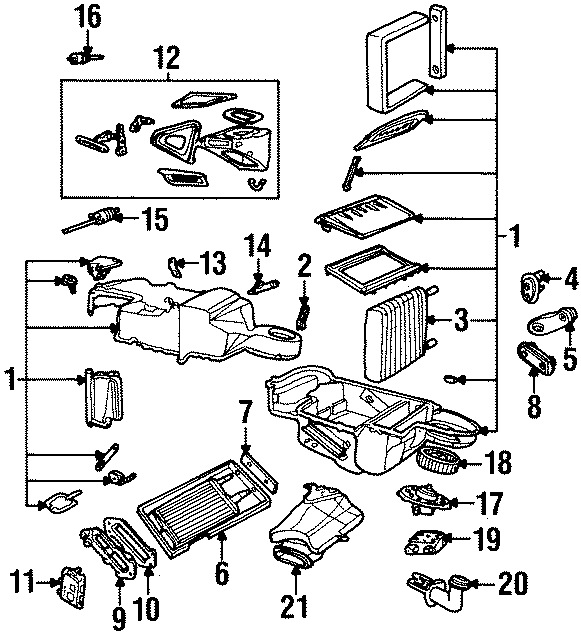 Diagram AIR CONDITIONER & HEATER. EVAPORATOR & HEATER COMPONENTS. for your 2011 Ford Ranger   