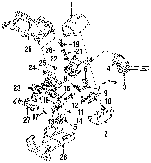 Diagram STEERING COLUMN. HOUSING & COMPONENTS. SHROUD. SWITCHES & LEVERS. for your Lincoln