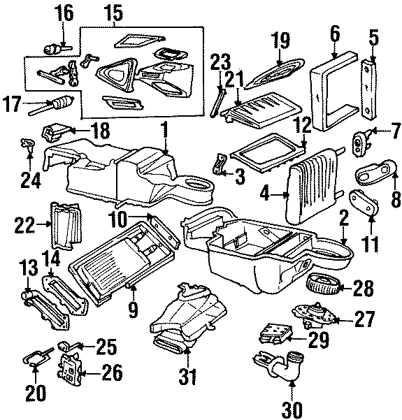 Diagram AIR CONDITIONER & HEATER. EVAPORATOR & HEATER COMPONENTS. for your Lincoln Continental  