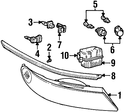 Diagram FRONT LAMPS. HEADLAMP COMPONENTS. for your Lincoln