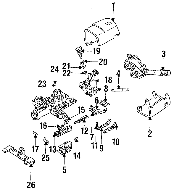 Diagram STEERING COLUMN. HOUSING & COMPONENTS. SHROUD. SWITCHES & LEVERS. for your Lincoln