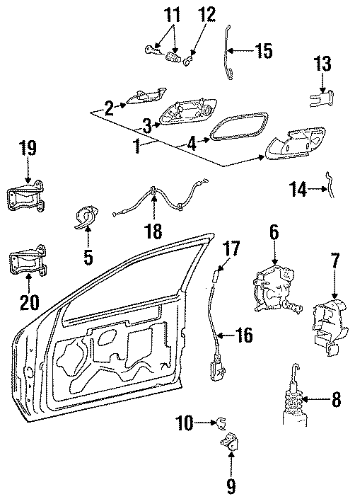 Diagram DOOR. LOCK & HARDWARE. for your 2019 Lincoln MKZ Reserve II Sedan  