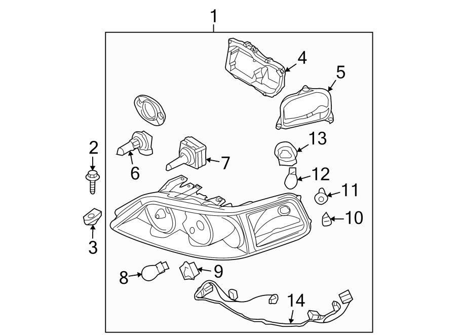 Diagram FRONT LAMPS. HEADLAMP COMPONENTS. for your 2009 Lincoln MKZ   