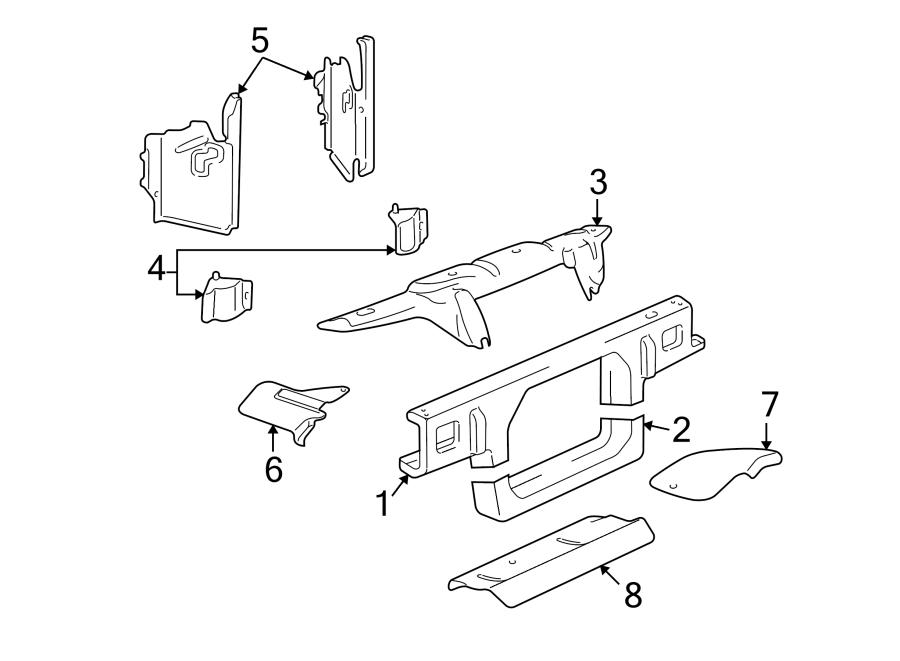 Diagram Radiator support. Rear suspension. for your Lincoln Town Car  