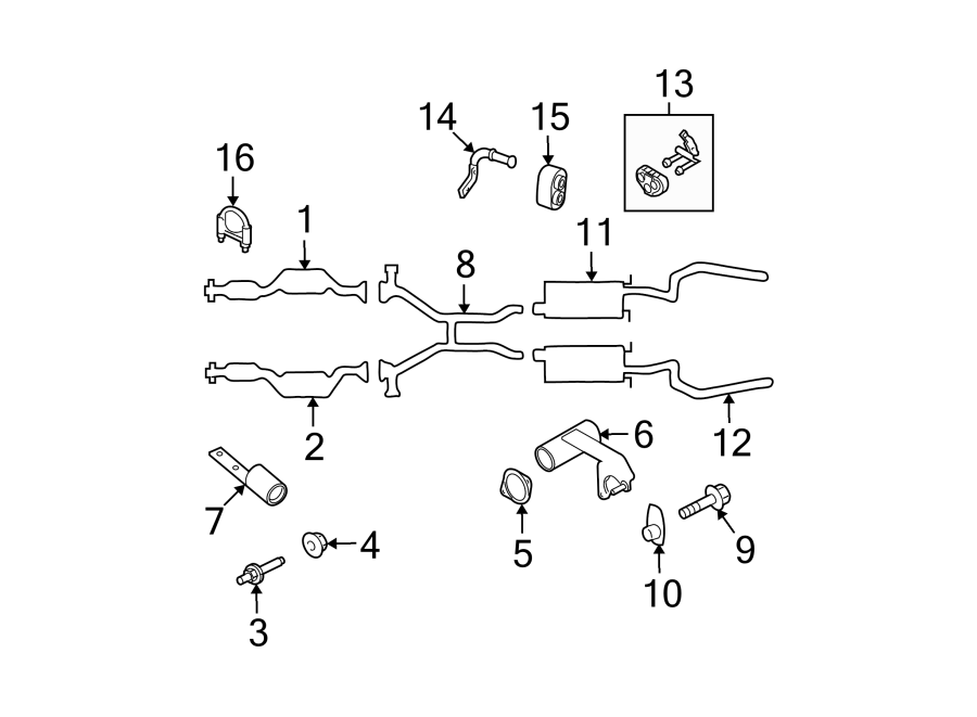 Diagram EXHAUST SYSTEM. EXHAUST COMPONENTS. for your Lincoln Town Car  