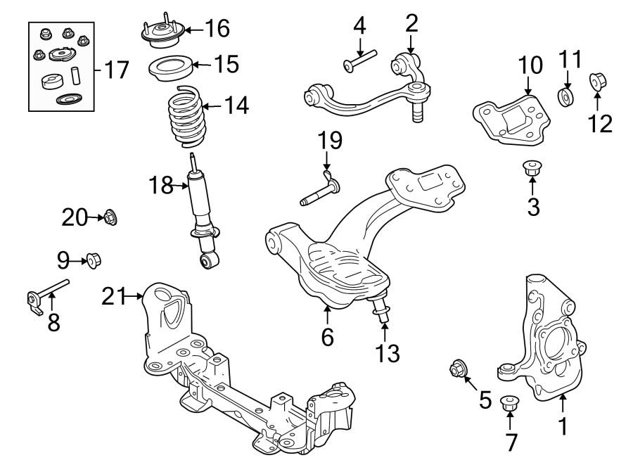 Diagram FRONT SUSPENSION. SUSPENSION COMPONENTS. for your 2020 Ford F-150 3.0L Power-Stroke V6 DIESEL A/T 4WD Platinum Crew Cab Pickup Fleetside 