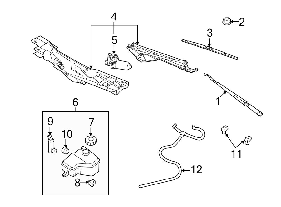 Diagram WINDSHIELD. WIPER & WASHER COMPONENTS. for your 2016 Lincoln MKZ Black Label Hybrid Sedan  