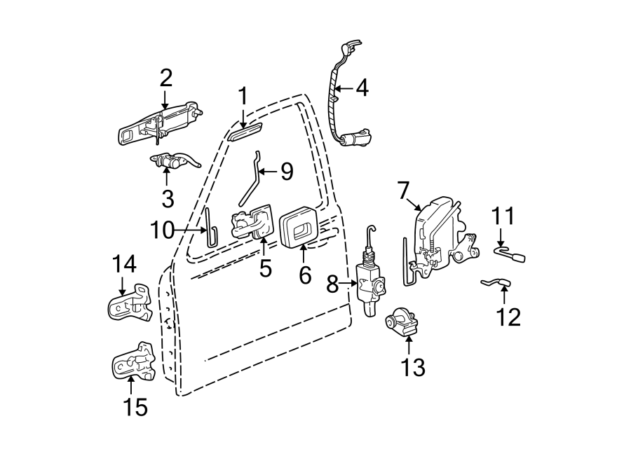 Diagram FRONT DOOR. LOCK & HARDWARE. for your 1992 Ford Explorer   