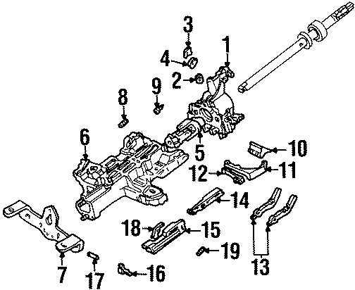 Diagram STEERING COLUMN. HOUSING & COMPONENTS. for your 1986 Mercury Grand Marquis   