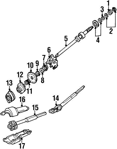 Diagram STEERING COLUMN. SHAFT & INTERNAL COMPONENTS. for your Ford