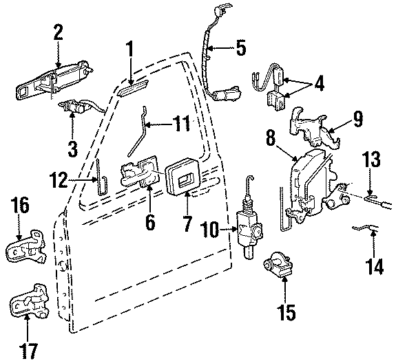 Diagram FRONT DOOR. LOCK & HARDWARE. for your 1992 Ford Explorer   