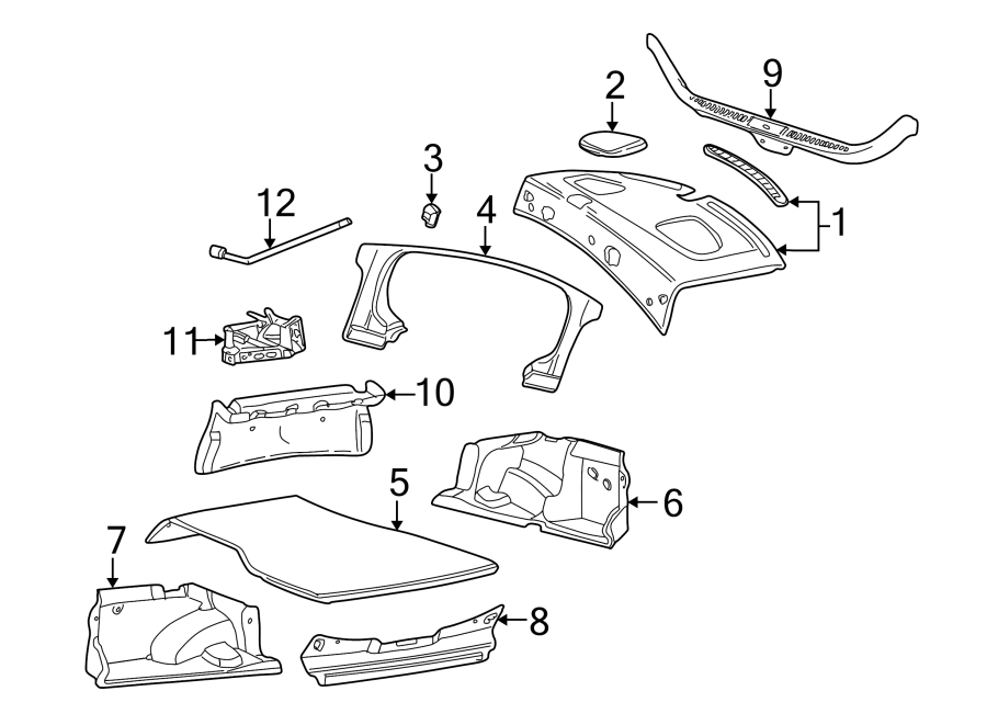 Diagram REAR BODY & FLOOR. INTERIOR TRIM. for your 2016 Ford Edge  Titanium Sport Utility 