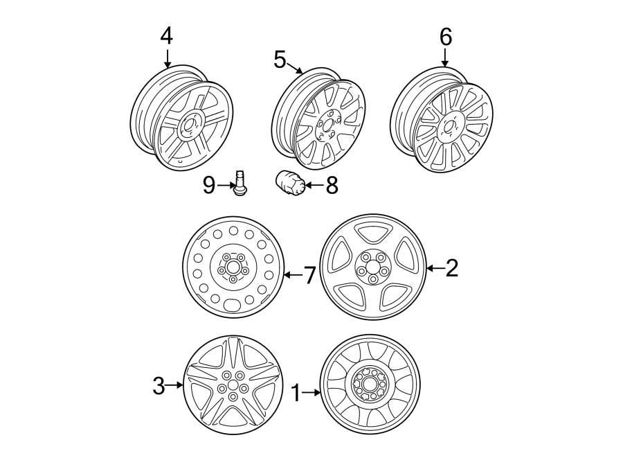 Diagram WHEELS. for your 2023 Ford Transit-250 3.5L EcoBoost V6 A/T RWD PTV Standard Cargo Van 