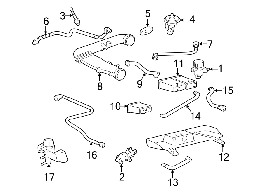 Diagram EMISSION SYSTEM. EMISSION COMPONENTS. for your 2002 Ford F-450 Super Duty   