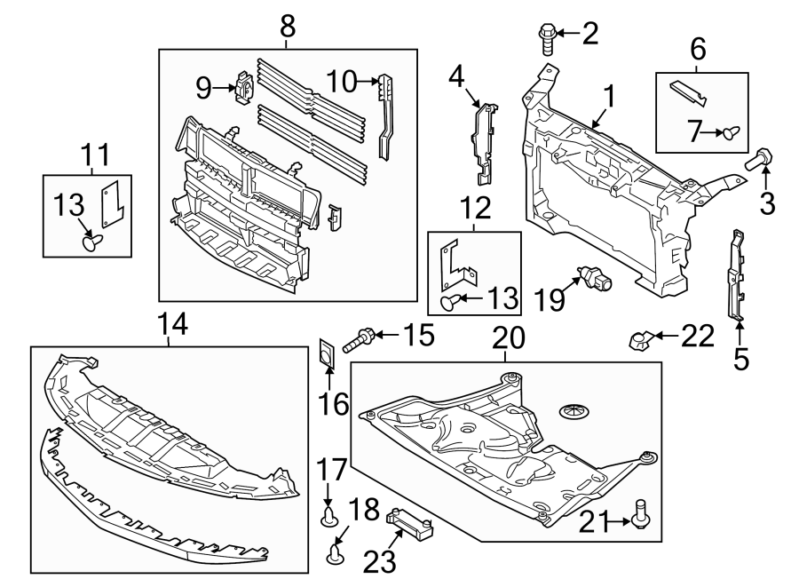 Diagram RADIATOR SUPPORT. for your 2013 Ford F-150 3.7L V6 FLEX A/T 4WD XL Extended Cab Pickup Fleetside 