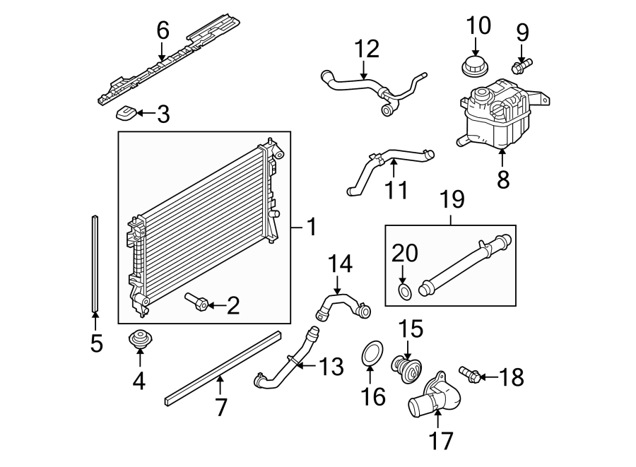 Diagram RADIATOR & COMPONENTS. for your 1998 Ford Explorer   