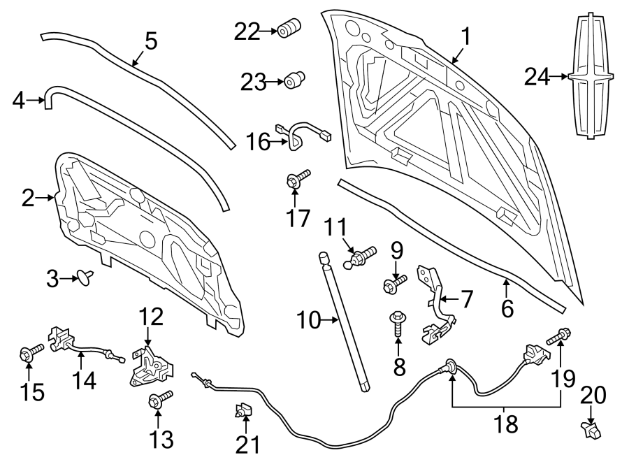 Diagram EXTERIOR TRIM. HOOD & COMPONENTS. for your 2006 Ford F-150 4.2L Triton V6 M/T 4WD XLT Extended Cab Pickup Stepside 