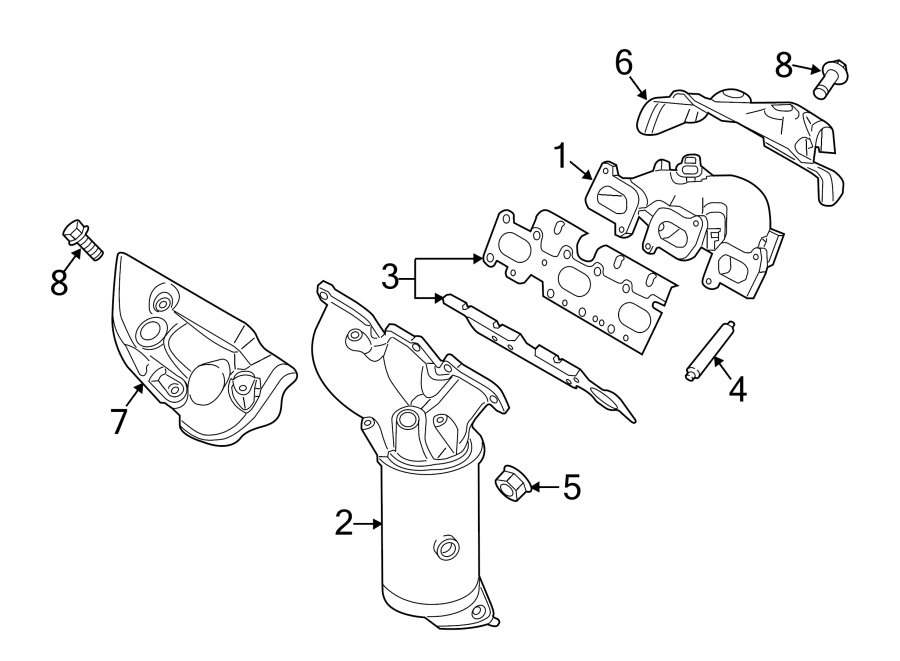 Diagram EXHAUST SYSTEM. MANIFOLD. for your 2016 Lincoln MKZ Black Label Hybrid Sedan  