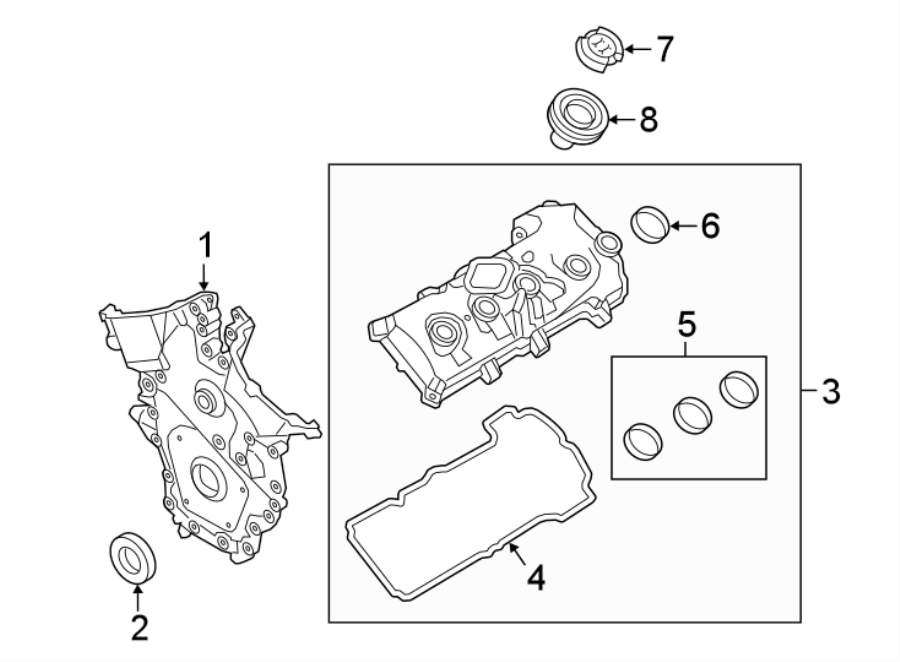 Diagram ENGINE / TRANSAXLE. VALVE & TIMING COVERS. for your 2013 Lincoln MKZ Base Sedan 2.0L EcoBoost A/T FWD 