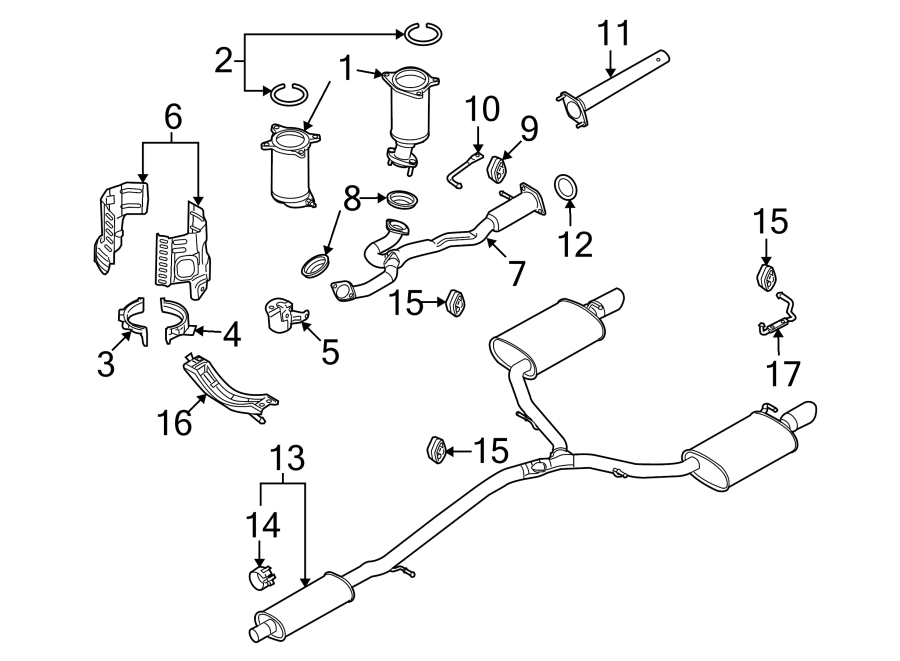 Diagram EXHAUST SYSTEM. EXHAUST COMPONENTS. for your 2019 Lincoln MKZ Reserve I Sedan  