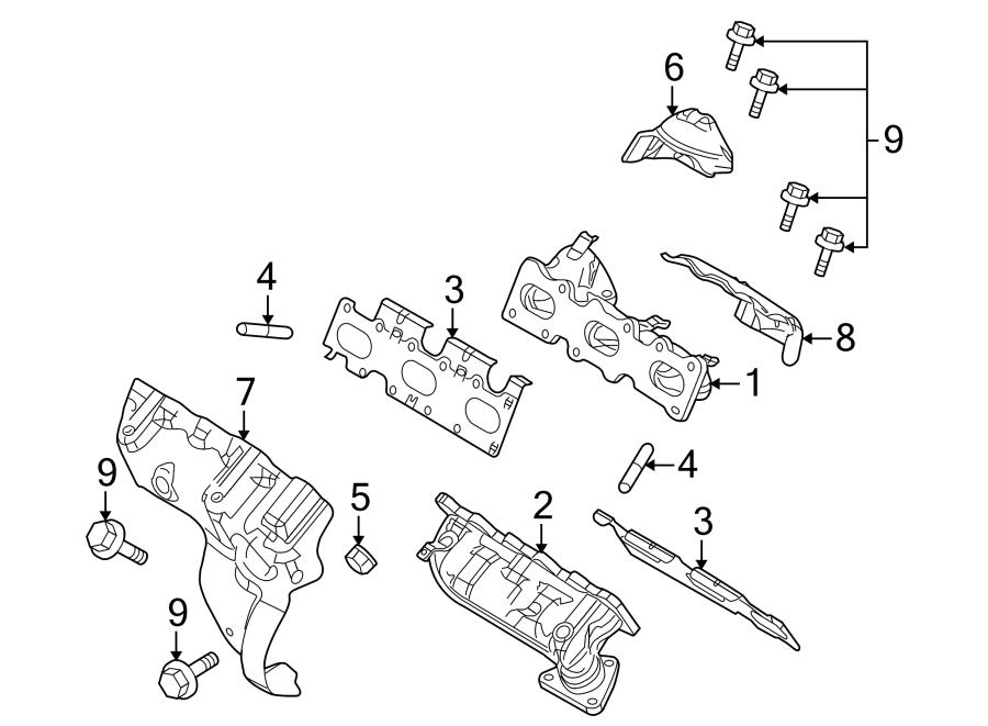 Diagram EXHAUST SYSTEM. MANIFOLD. for your 2014 Lincoln MKZ Hybrid Sedan  