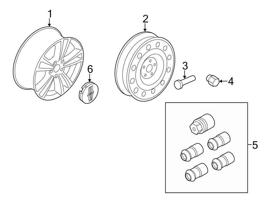 Diagram WHEELS. COVERS & TRIM. for your 2020 Ford Ranger 2.3L EcoBoost A/T RWD Lariat Crew Cab Pickup Fleetside 
