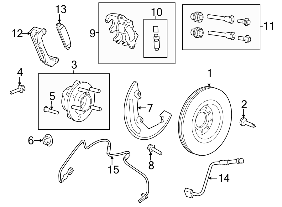 Diagram FRONT SUSPENSION. BRAKE COMPONENTS. for your 2019 Lincoln MKZ Reserve II Hybrid Sedan  