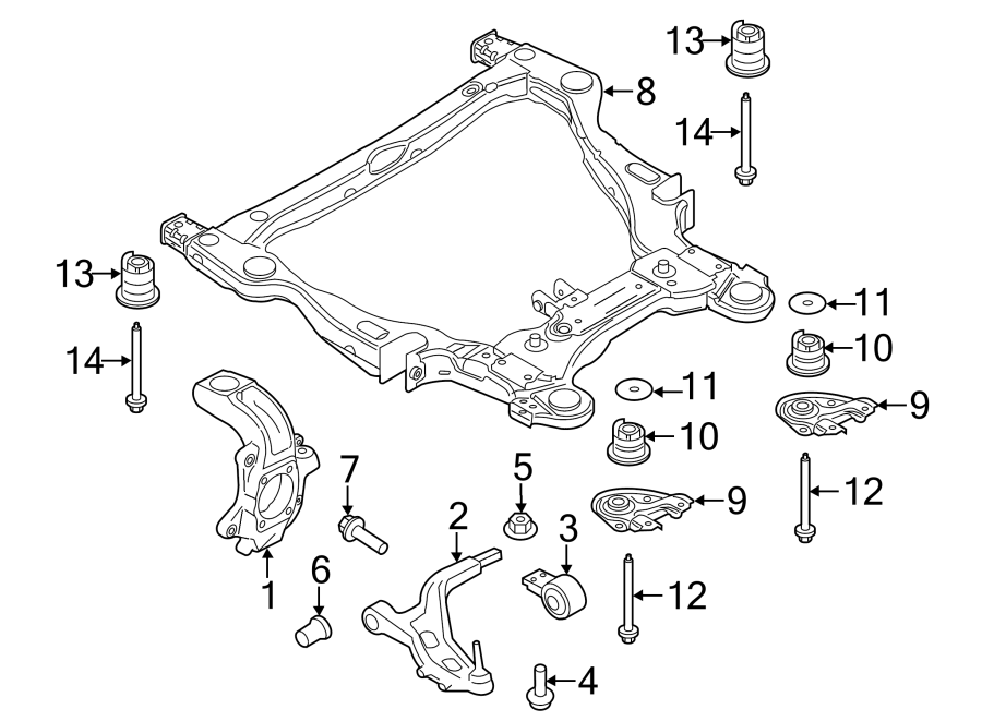 Diagram FRONT SUSPENSION. SUSPENSION COMPONENTS. for your 2008 Lincoln MKZ   