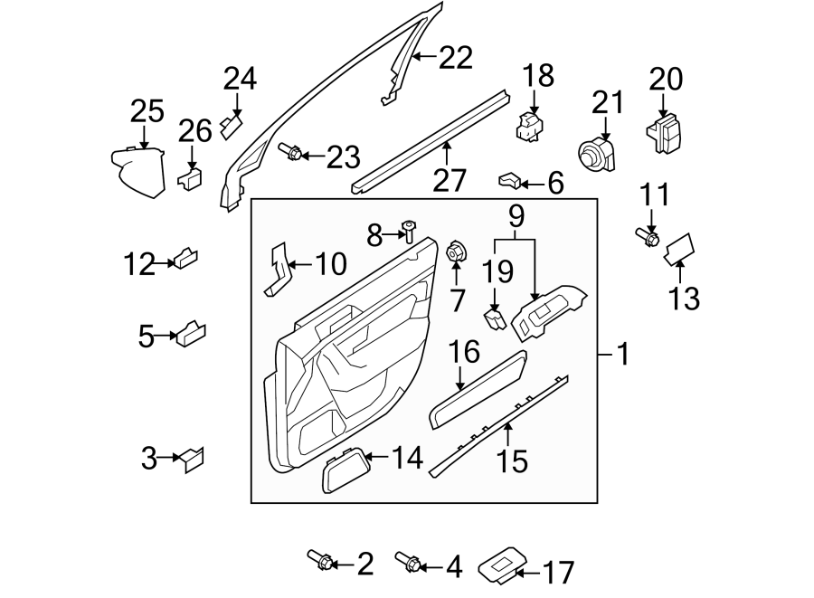 Diagram FRONT DOOR. INTERIOR TRIM. for your Ford Bronco  