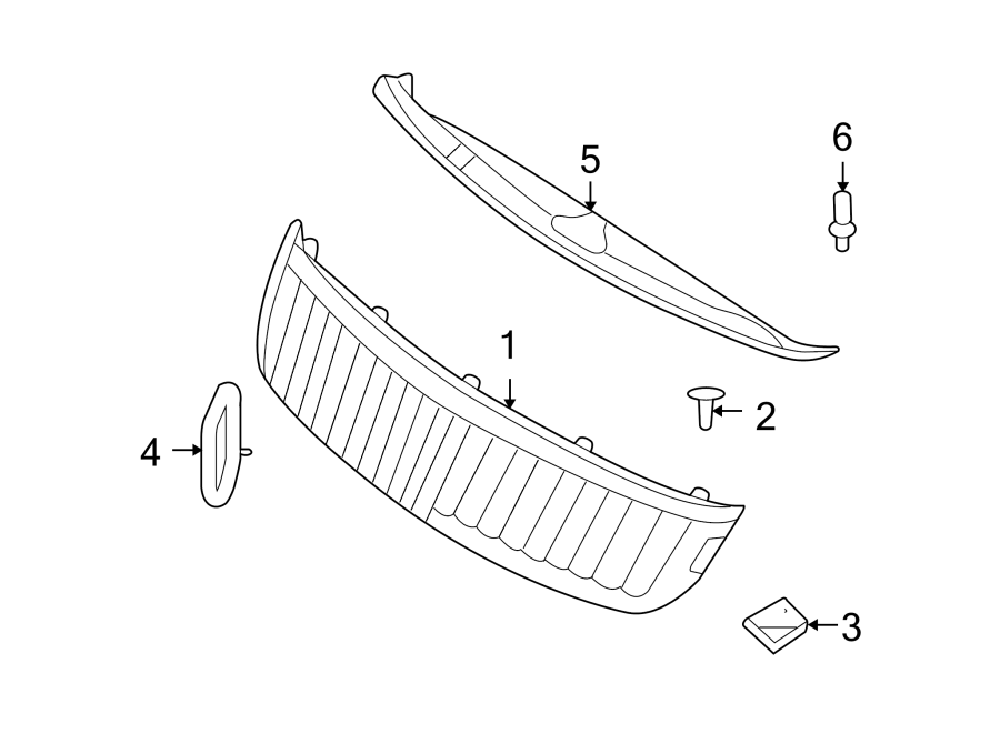 Diagram GRILLE & COMPONENTS. for your 2007 Lincoln MKZ   