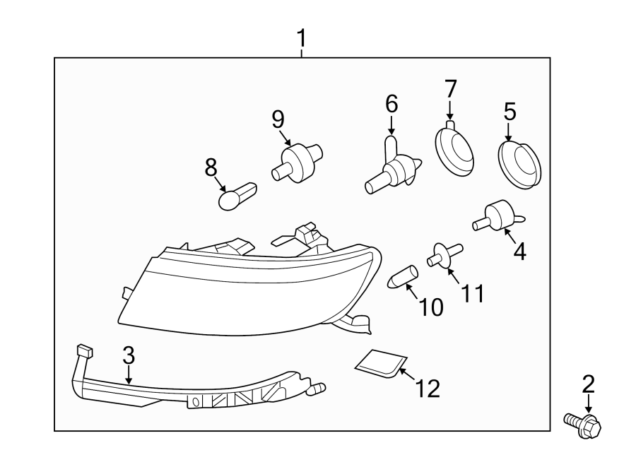 Diagram FRONT LAMPS. HEADLAMP COMPONENTS. for your Lincoln Zephyr  