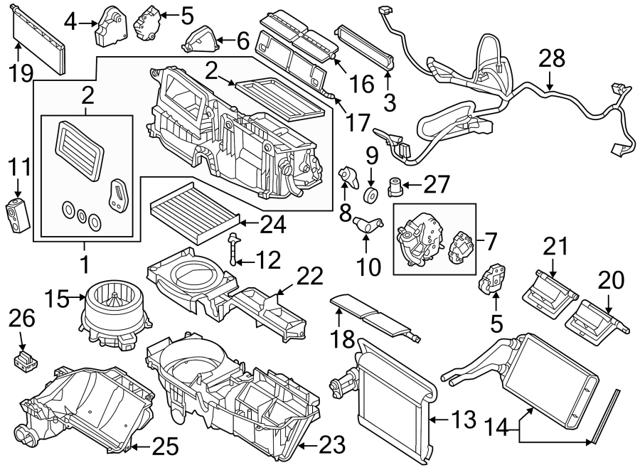 Diagram AIR CONDITIONER & HEATER. EVAPORATOR COMPONENTS. for your 2020 Ford Expedition   