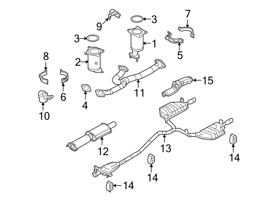 Diagram EXHAUST SYSTEM. EXHAUST COMPONENTS. for your 2014 Lincoln MKZ Base Sedan  