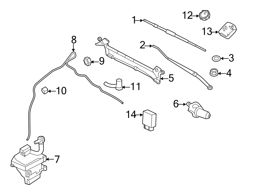 Diagram WINDSHIELD. WIPER & WASHER COMPONENTS. for your Ford F-150  