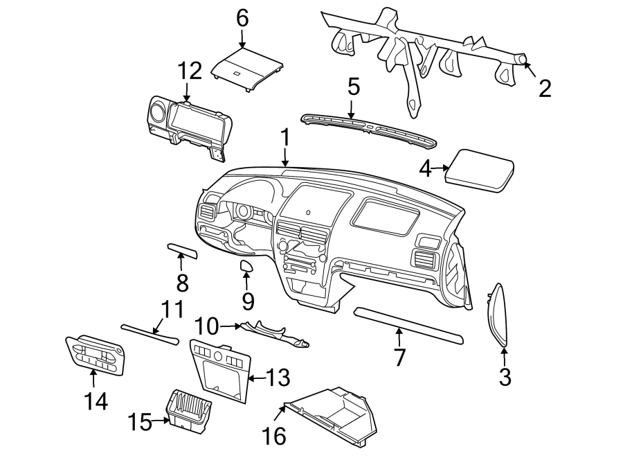 Diagram INSTRUMENT PANEL. for your 2016 Lincoln MKZ Hybrid Sedan  