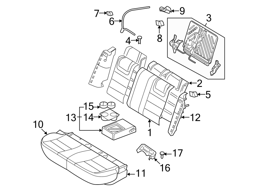 Diagram SEATS & TRACKS. REAR SEAT COMPONENTS. for your 2010 Mercury Milan  Hybrid Sedan 