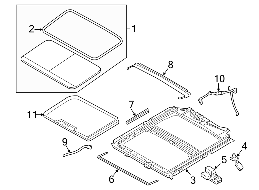 Diagram SUNROOF. for your 2002 Ford Taurus   