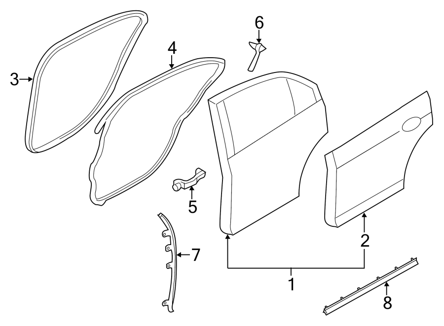 Diagram REAR DOOR. DOOR & COMPONENTS. for your 2021 Ford F-150   