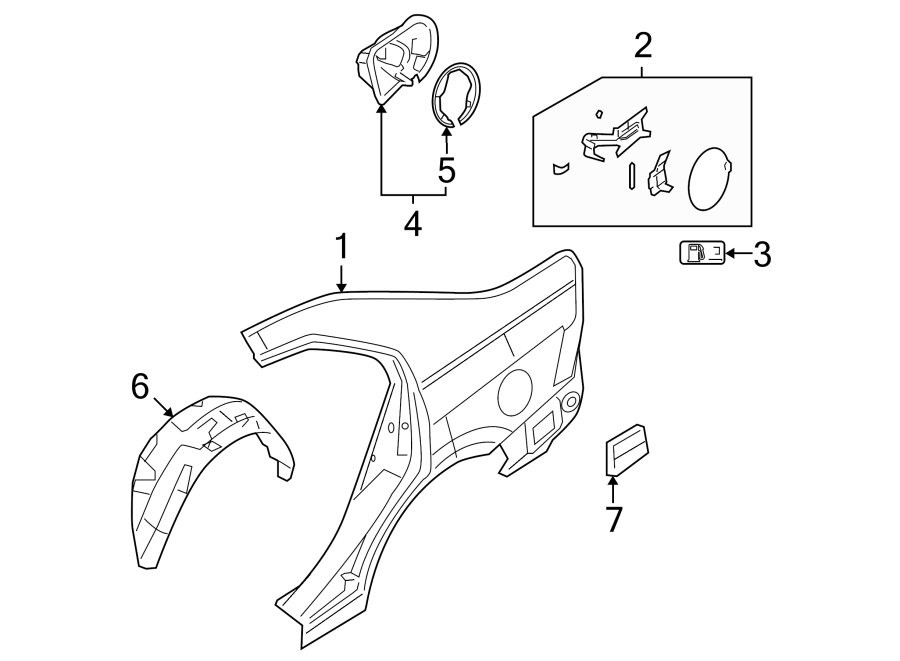 Diagram QUARTER PANEL & COMPONENTS. for your 2003 Ford Focus   