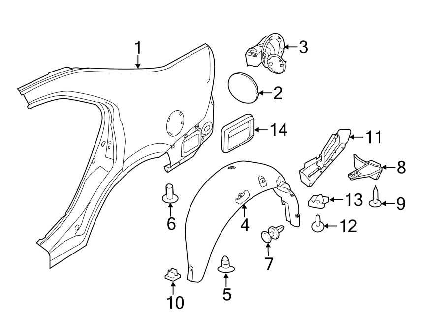 Diagram QUARTER PANEL & COMPONENTS. for your 2011 Lincoln MKZ   