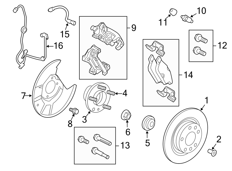 Diagram Rear suspension. Brake components. for your 2012 Lincoln MKZ Base Sedan  