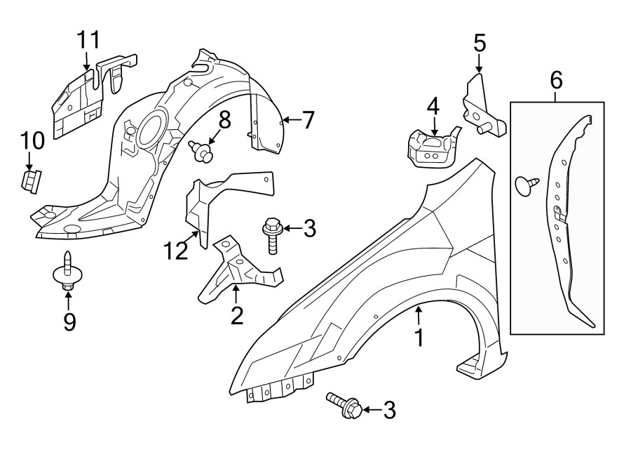 Diagram FENDER & COMPONENTS. for your 2011 Lincoln MKZ   