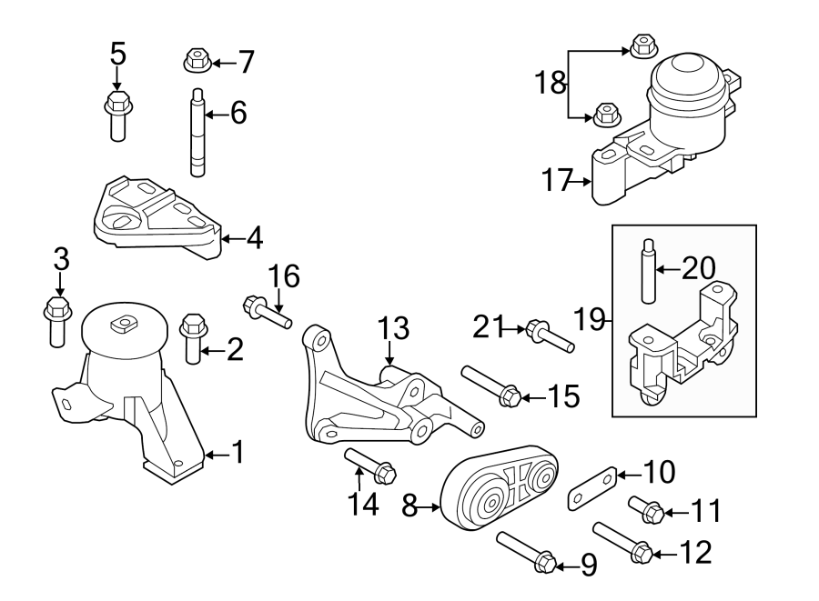 Diagram ENGINE / TRANSAXLE. ENGINE & TRANS MOUNTING. for your 1999 Ford F-150 4.2L Triton V6 A/T RWD Base Extended Cab Pickup Fleetside 