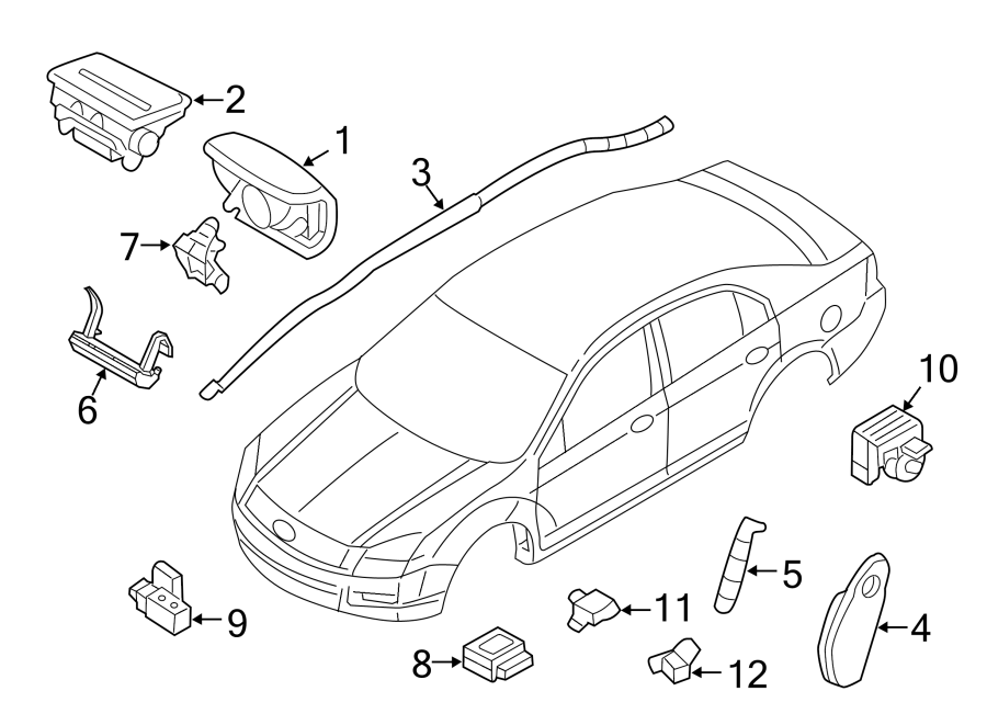 Diagram RESTRAINT SYSTEMS. AIR BAG COMPONENTS. for your 2013 Ford F-150 3.7L V6 FLEX A/T 4WD XLT Extended Cab Pickup Fleetside 